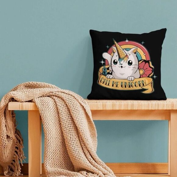 Colorful Cartoon Cat Unicorn Pillow Cover - Picture 5 of 7